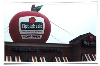 Inflatable Applebee's Logo on Restaurant Rooftop