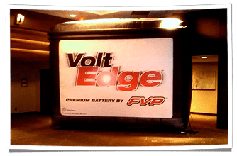 Inflatable Battery Replica at Trade Show