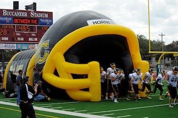 East Central Hornets' Inflatable Football Helmet Tunnel at Home Game