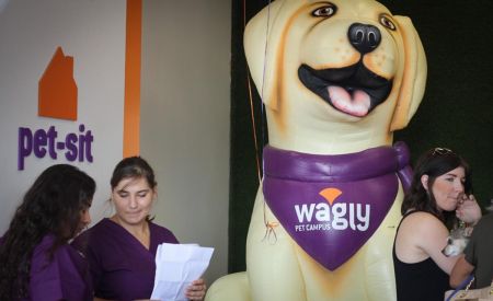 Wagly Custom Inflatable Dog Mascot at Trade Show